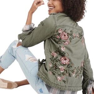 Floral Embroidered Green Jacket